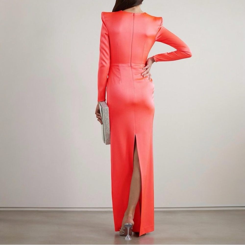 NWT Alex Perry Graves Tie Front Satin Crepe Gown Dress Size 8 - Picture 3 of 10